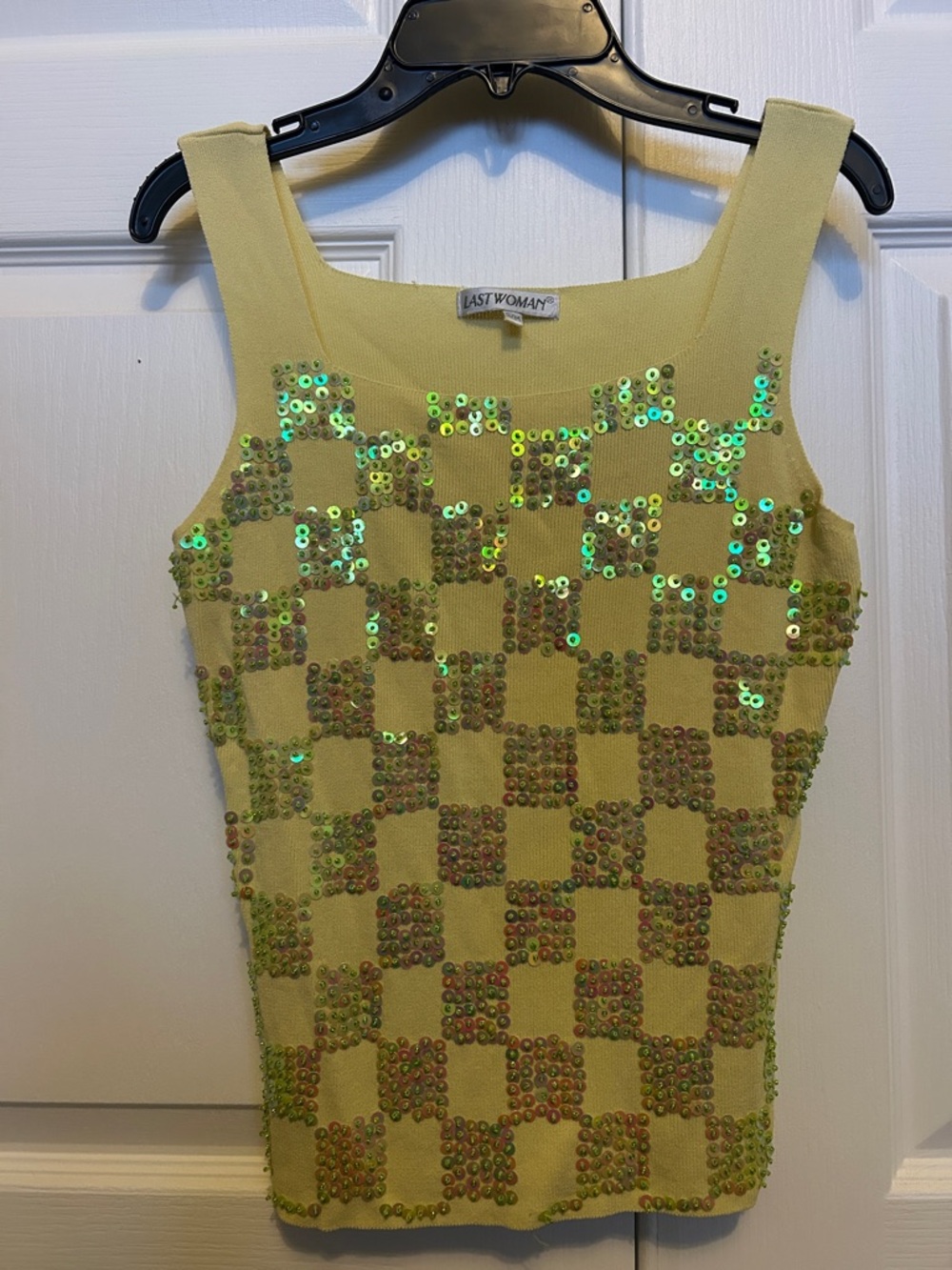 EastWOMAN Yellow Sequin Checker Tank Top
